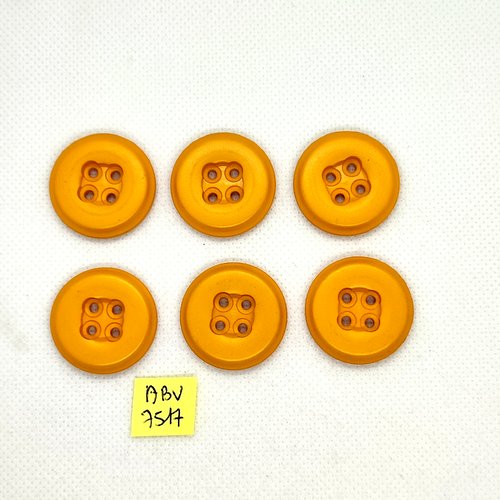 6 boutons en résine orange - 27mm - abv7517