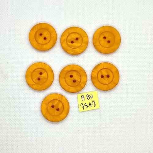 7 boutons en résine orange - 23mm - abv7518