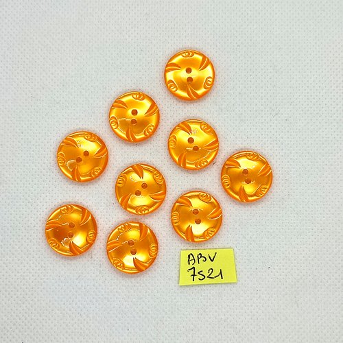 9 boutons en résine orange - 18mm - abv7521