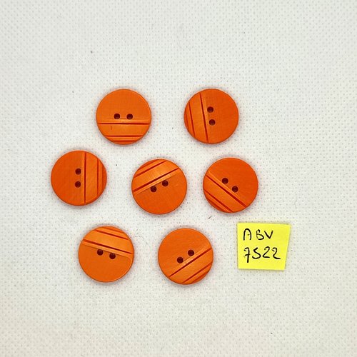 7 boutons en résine orange foncé - 18mm - abv7522