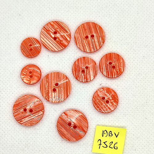 10 boutons en résine orange - 18mm - 15mm et 12mm - abv7526