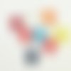 7 boutons fantaisie en résine multicolore - coeur - 18x13mm - abv7532