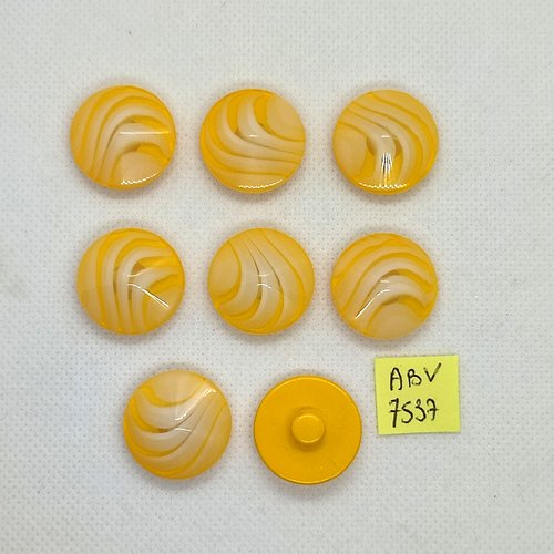 8 boutons en résine jaune/orangé dégradé - 22mm - abv7537