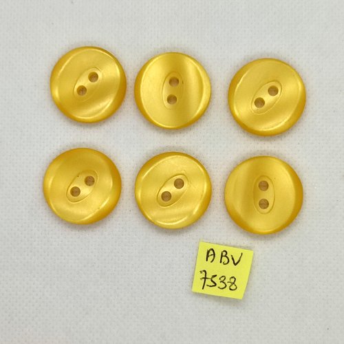 6 boutons en résine jaune/orangé - 23mm - abv7538