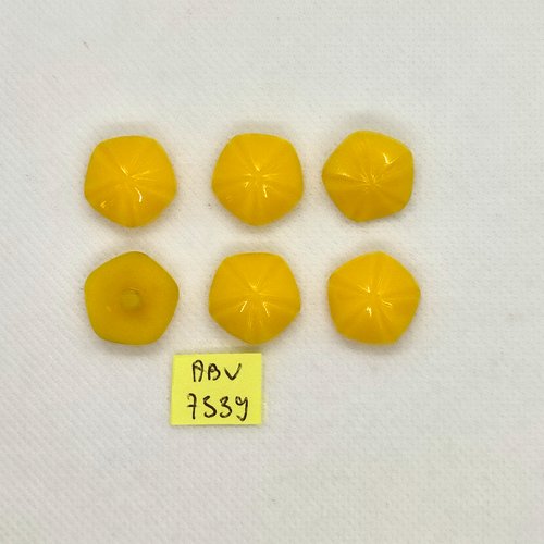6 boutons en résine jaune - 18mm - abv7539