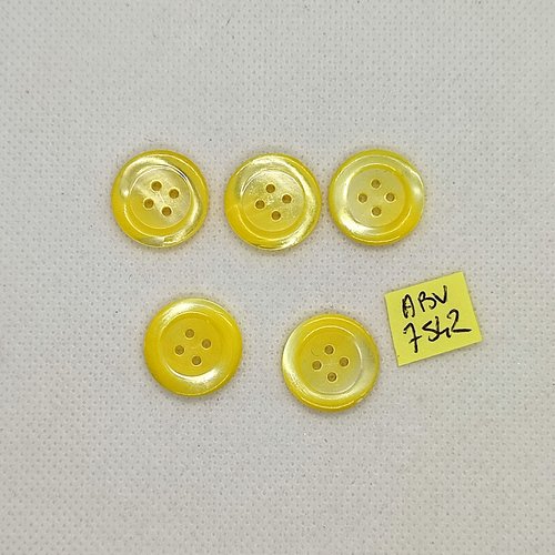5 boutons en nacre jaune - 18mm - abv7542