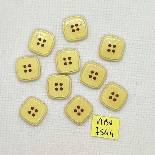 10 boutons en résine jaune - 16x16mm - abv7544