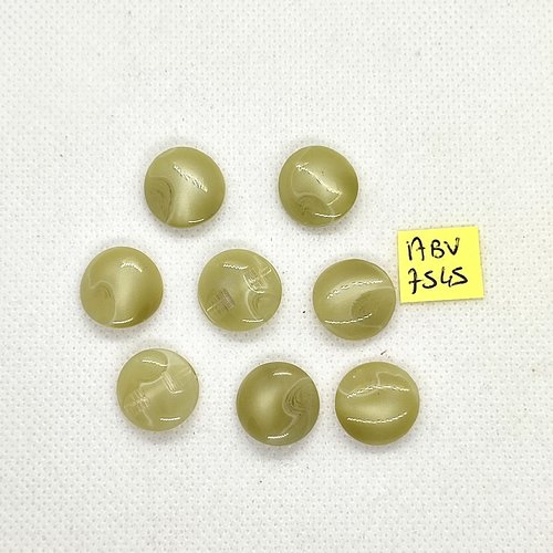 8 boutons en résine jaune/vert - 15mm - abv7545