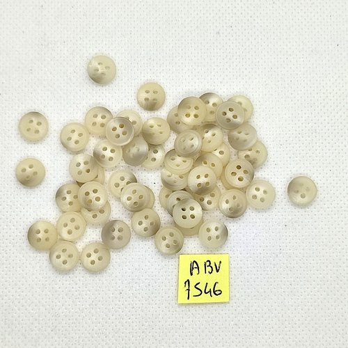 52 boutons en résine ivoire/beige - 9mm - abv7546