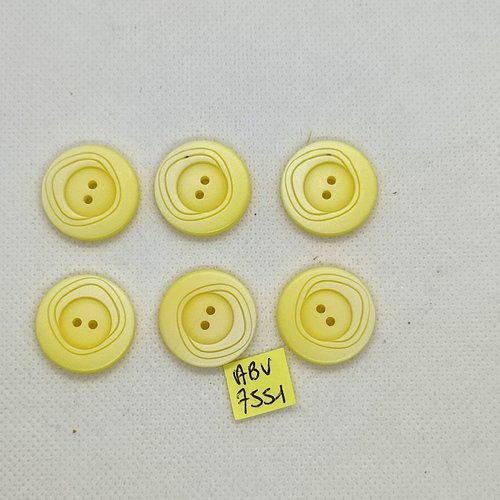 6 boutons en résine jaune - 22mm - abv7551