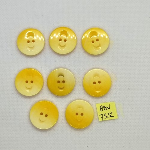 8 boutons en résine jaune/orangé - 22mm - abv7552