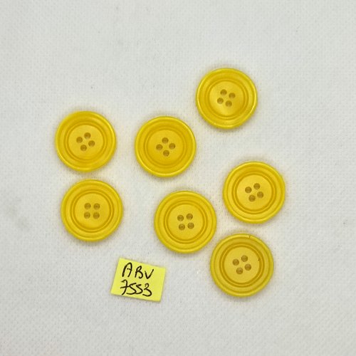 7 boutons en résine jaune - 20mm - abv7553