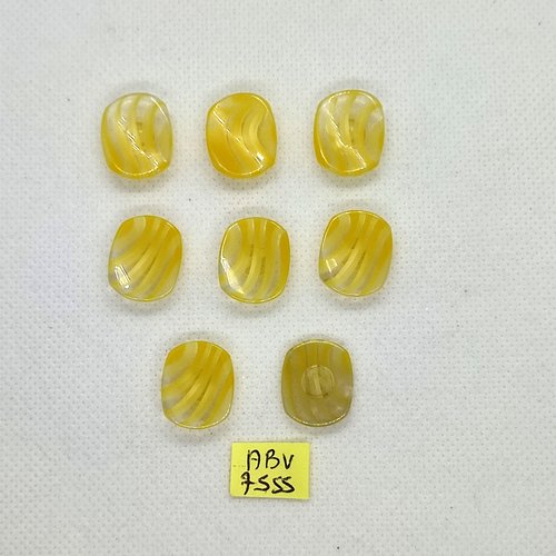 8 boutons en résine jaune et transparent - 15x18mm - abv7555