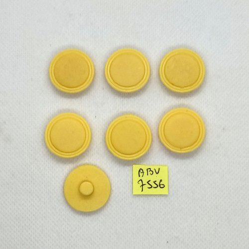 7 boutons en résine jaune clair - 22mm - abv7556