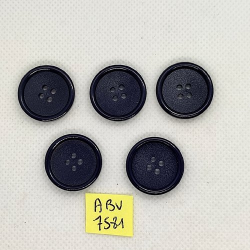 5 boutons en résine bleu nuit - 21mm - abv7581