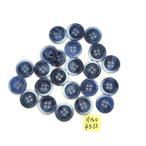 23 boutons en résine gris/bleu - 15mm - abv7583