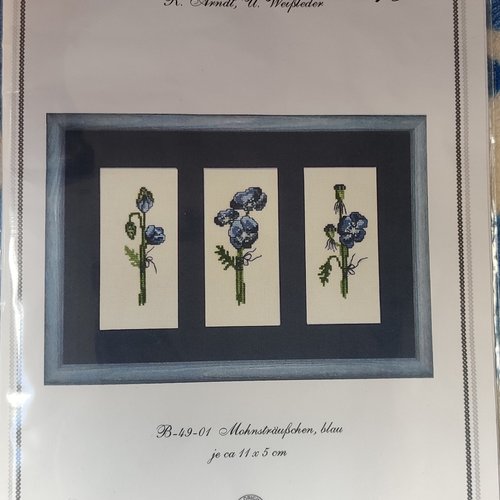 Kit broderie " fleurs bleues "