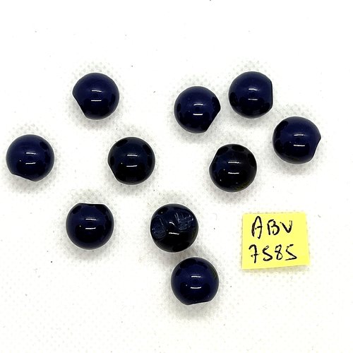 10 boutons en résine bleu foncé (boule) - 12mm - abv7585