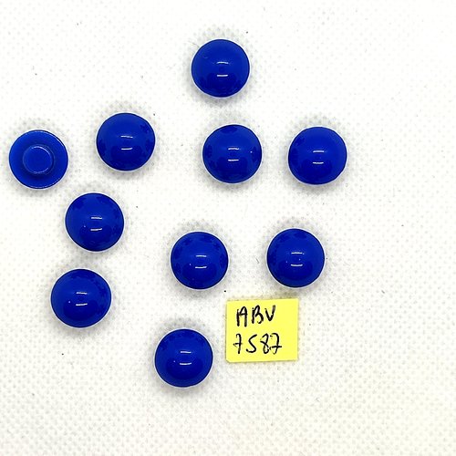 10 boutons en résine bleu - 12mm - abv7587