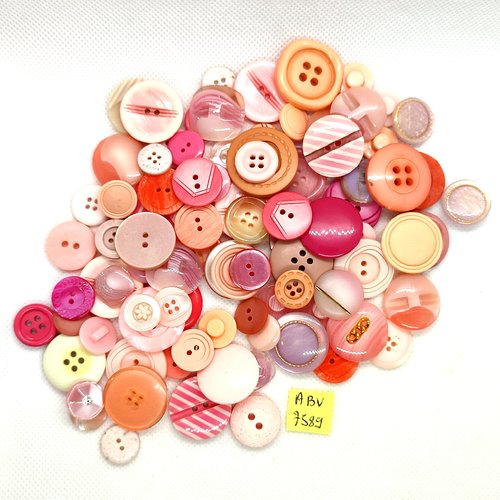 92 boutons en résine ton rose - taille diverse - abv7589