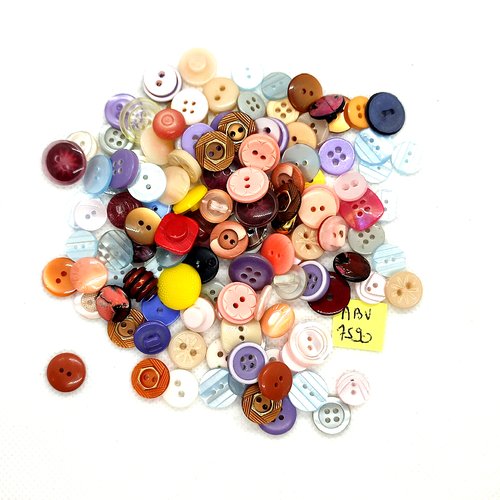 130 boutons en résine multicolore - taille diverse - abv7590