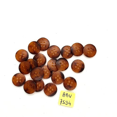 21 boutons en résine marron - 14mm - abv7594