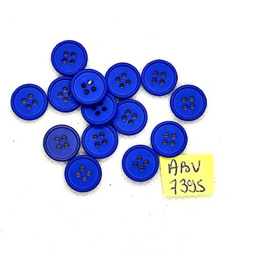 14 boutons en résine bleu - 12mm - abv7595