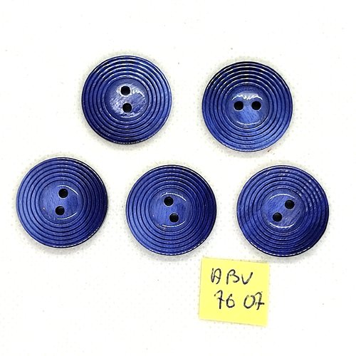 5 boutons en résine gris/bleu - 22mm - abv7607