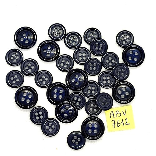 31 boutons en résine noir et bleu foncé - 15mm et 12mm - abv7612