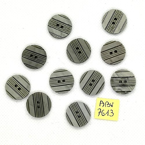11 boutons en résine gris - 17mm - abv7613