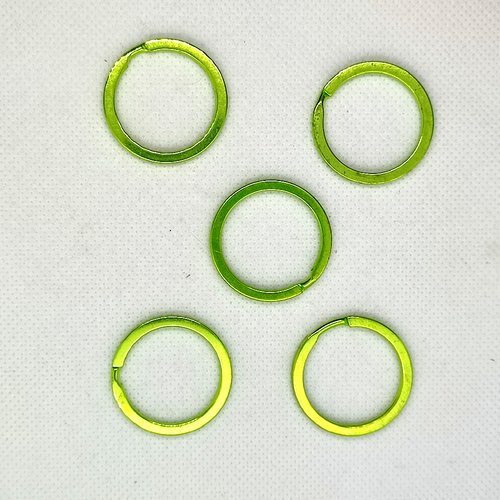 5 anneaux métal vert pomme pour porte clefs - 30mm