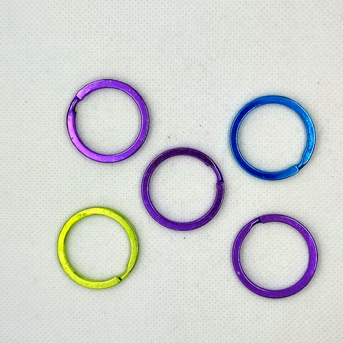 5 anneaux métal multicolore pour porte clefs - 30mm
