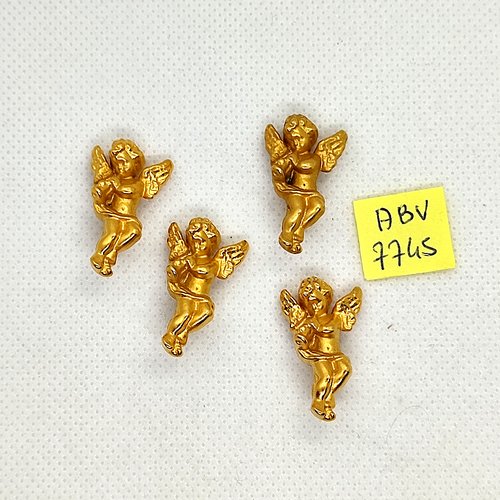4 boutons fantaisie en résine doré - un ange - 16x27mm - abv7745