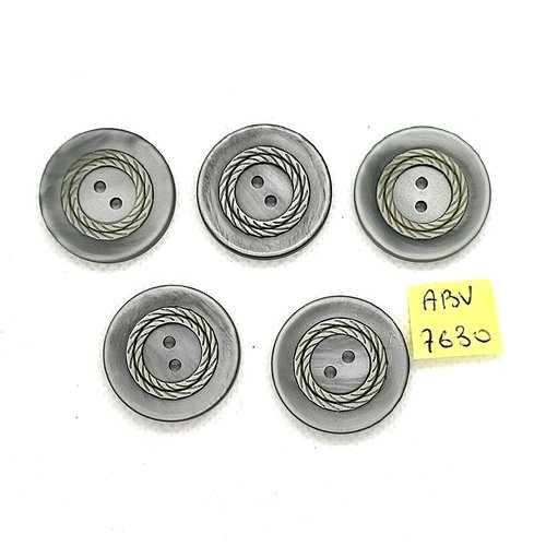 5 boutons en résine gris - 26mm - abv7630