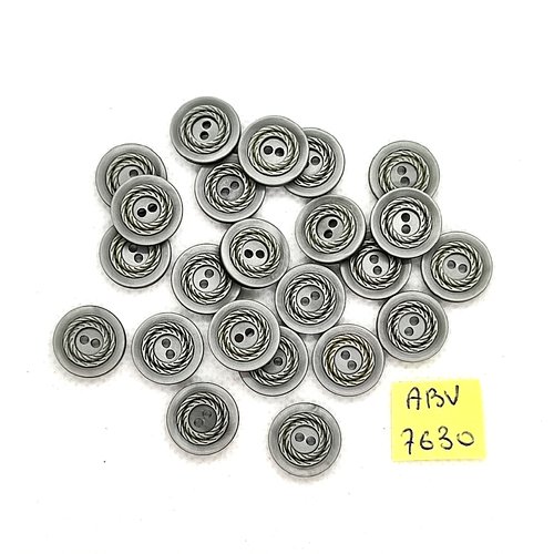 23 boutons en résine gris - 13mm - abv7630