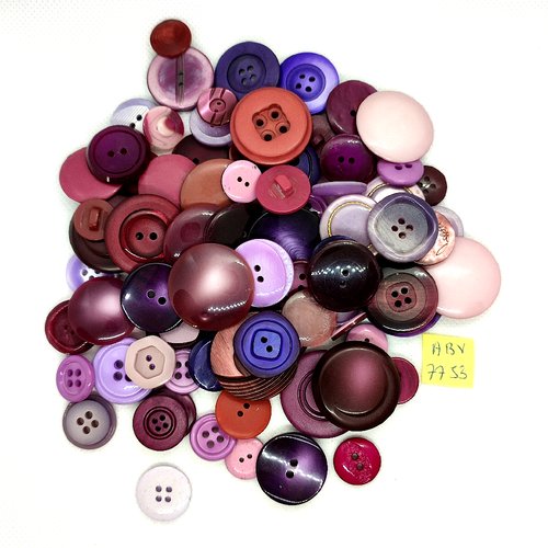 1 lot de 81 boutons en résine ton mauve/violet - taille diverse - abv7753