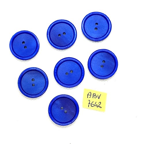 6 boutons en résine bleu - 23mm - abv7642