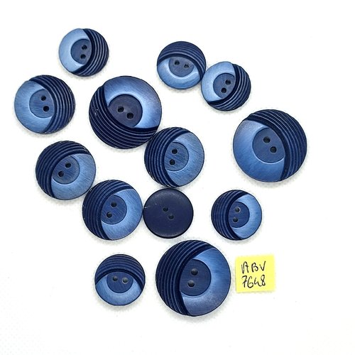 13 boutons en résine bleu  - 27mm - 23mm et 19mm - abv7648