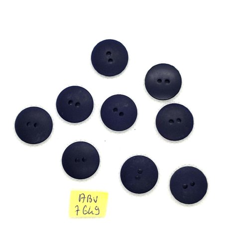 9 boutons en résine bleu foncé - 17mm - abv7649