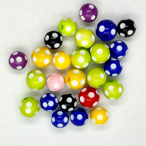 25 perles en résine multicolore - 18mm et 15mm
