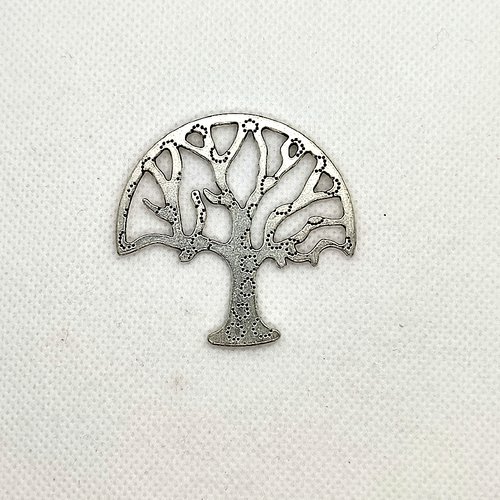 1 breloque/pendentif en métal argenté - arbre de vie - 44x48mm - 14