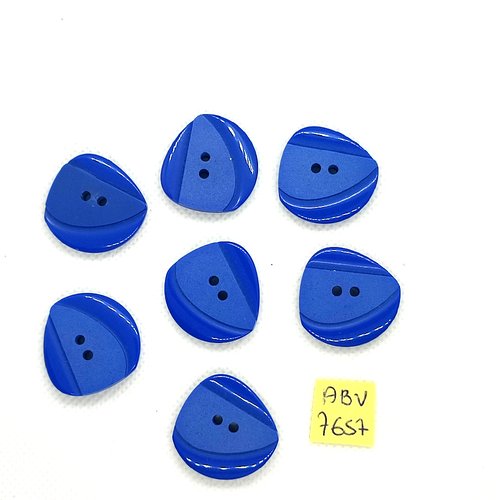 7 boutons en résine bleu - 25mm - abv7657