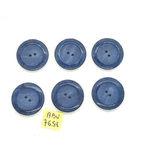 6 boutons en résine gris/bleu - 27mm - abv7658