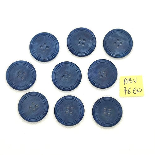 9 boutons en résine bleu - 23mm - abv7660