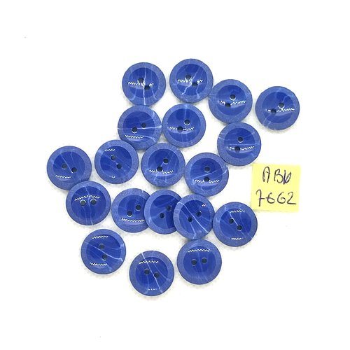 19 boutons en résine bleu - 15mm - abv7662
