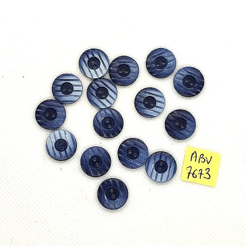 15 boutons en résine bleu - 14mm - abv7673