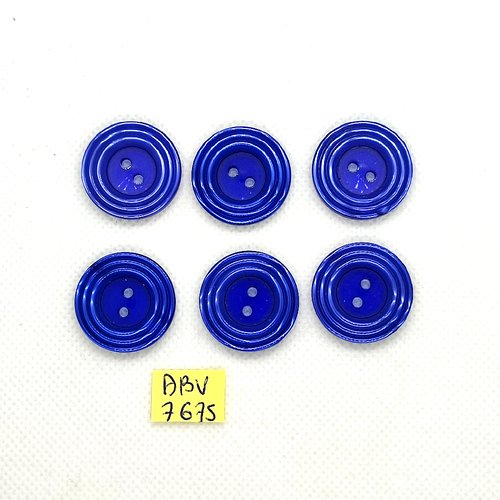 6 boutons en résine bleu - 23mm - abv7675