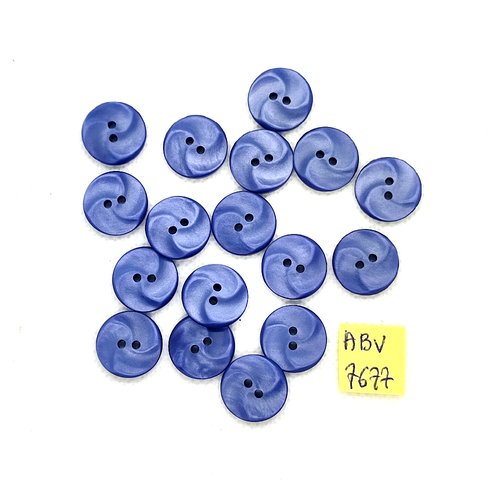 17 boutons en résine bleu - 15mm - abv7677