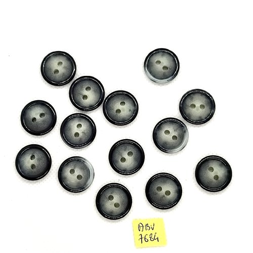 14 boutons en résine gris/bleu - 18mm - abv7684
