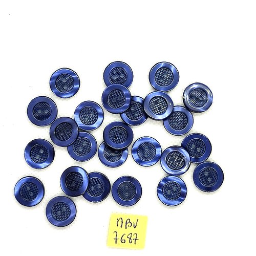 25 boutons en résine bleu - 14mm - abv7687